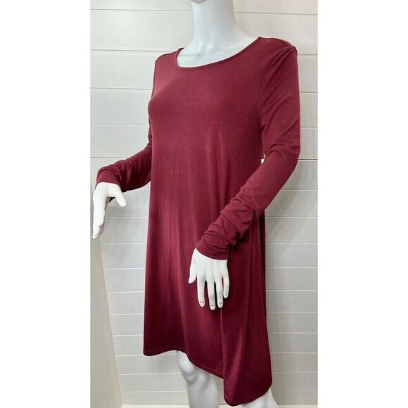 Old Navy Marin Berry Long Sleeve Plush Knit Swing Dress Med Minimalist Church - Picture 1 of 10